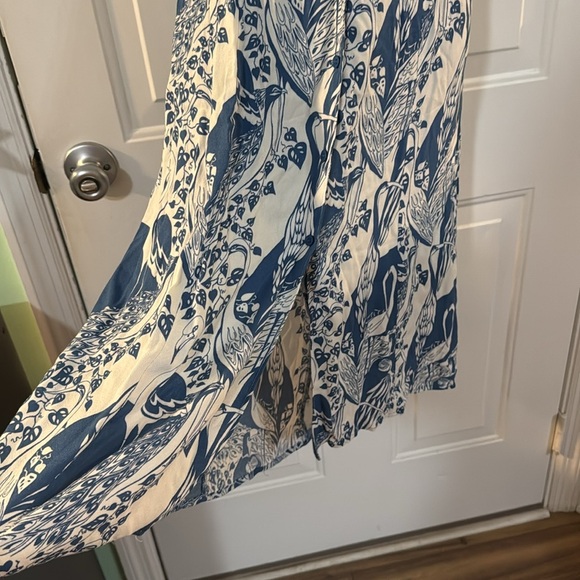 Reformation Gemstone Dress Blue and Wht in Avian Button Front Midi Dress Size 8 - Picture 5 of 13